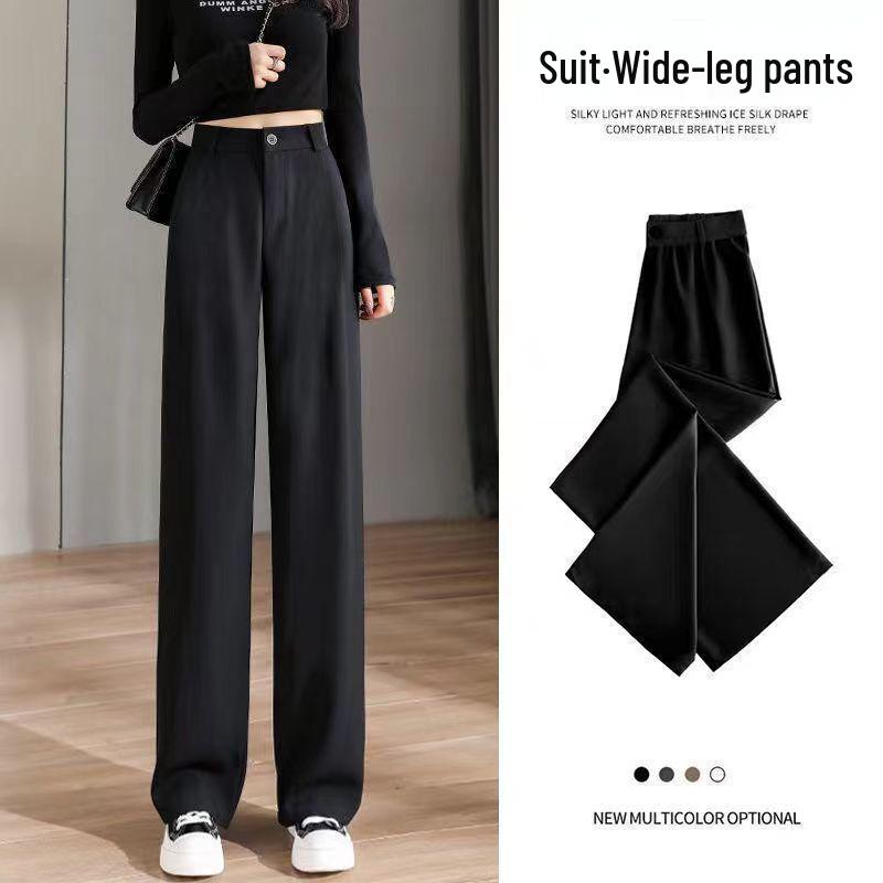 Schwarze High-Waist Straight-Leg Hosen für Damen, Slim Fit, für Frühling/Sommer 2026