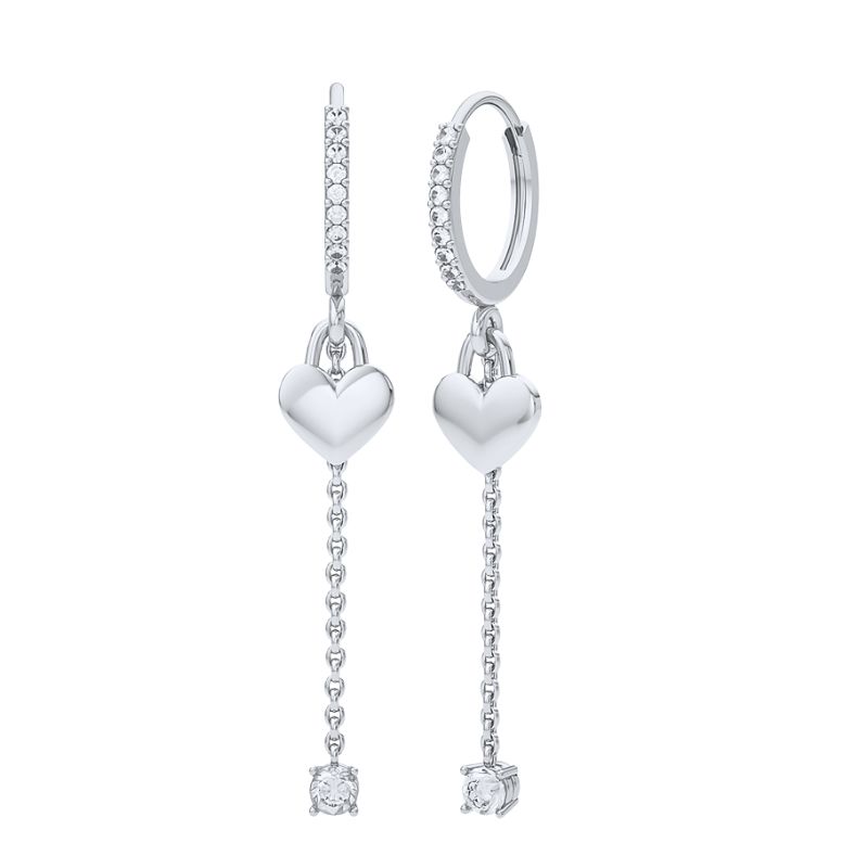 925 Silver Ear Needle Exquisite Heart Pendant Hoop Earrings Fashion Geometric Zircon Stud Earrings Women's Fine Jewelry