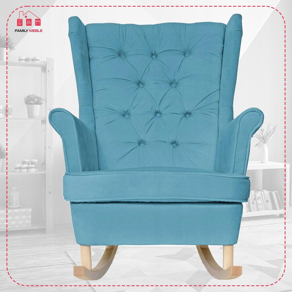 Gaja Rocking Chair, Scandinavian, Family Meble, Blue, On Runners, Blue