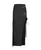 Aejeuyua Cut-Out Ribbon Long Skirt Black