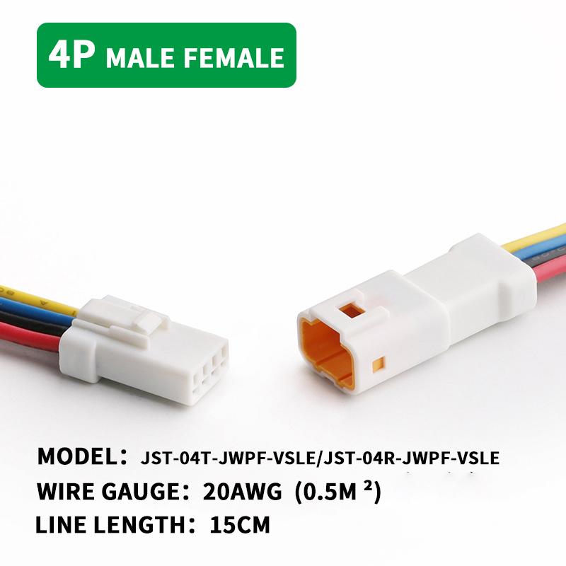 5/20/100sets Waterproof Jst Connector 2p/3p/4p/6p/8p Connector Plug Socket With 20awg/0.5m ² Wire Harness 02t/02r/03t/03r