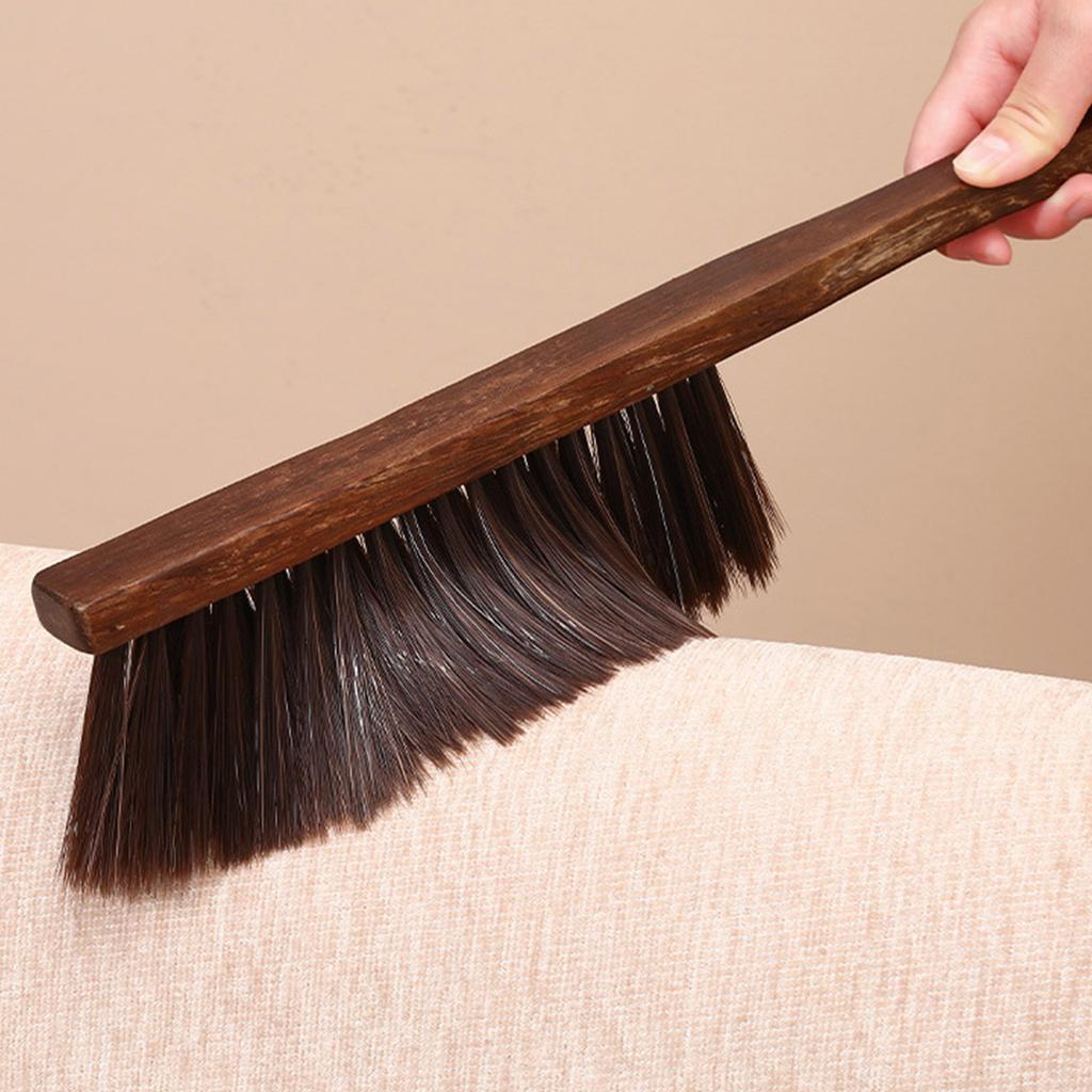 Soft Bristles Hand Broom Natural Wood Handle Gentle Sweeping Tool Dusting Brush For Hardwood Tile Surfaces Cleaning