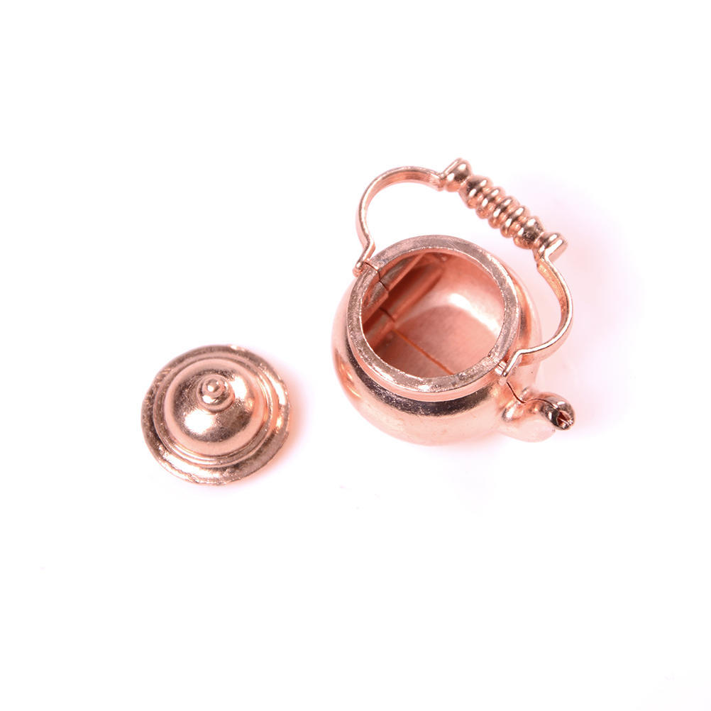1 Pc 1/12 Dollhouse Miniature Copper Tea Kettle/Tea Pot