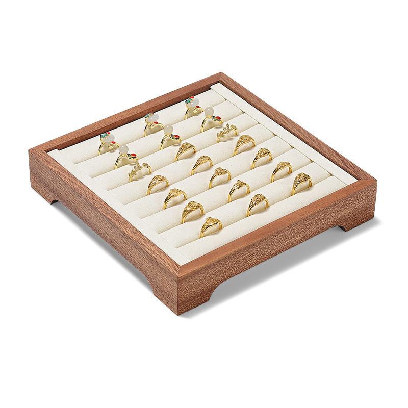 

Wooden Jewelry Display Tray Large Capacity Ring Storage Trays Counter Earring Organizer Display Props Jeweler Jewelry Tray бежевый