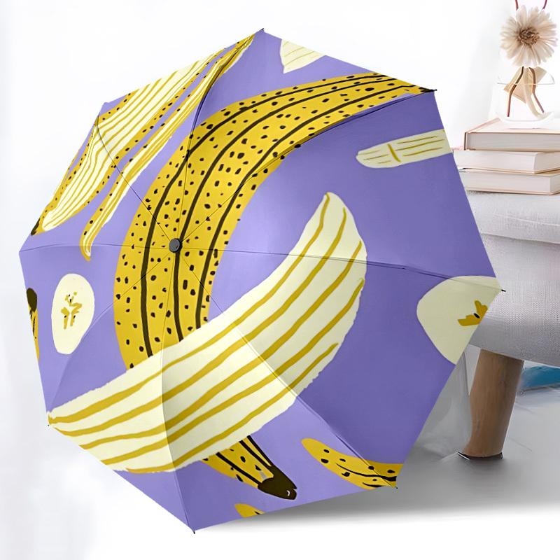 1pc Banana SlicesAutomatic Open/close Folding Umbrella, Compact Portable Travel Umbrella, Perfect Birthday/Holiday, Cute Umbrella Y015