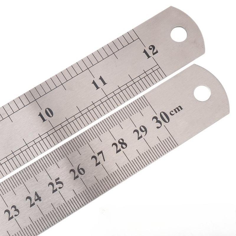 Stainle Steel Metal Straight Ruler Precision Double Sided Precision Measur Tool Scale Metric Ruler 15-50cm The Scale Table Clear