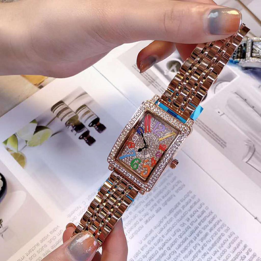 Watch Ladies Fashion Retro Steel Belt Digital Rectangle Bracelet Tide Diamond Watch