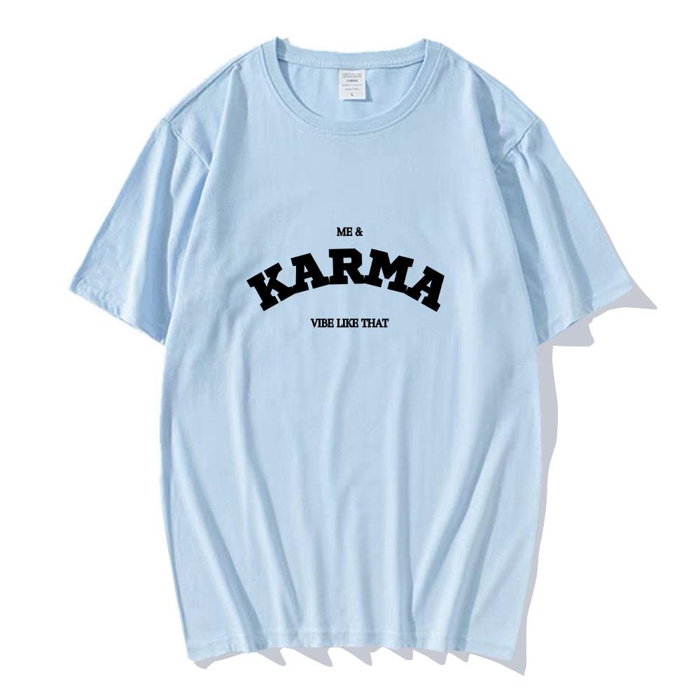 Karma Is A Cat T-shirts for Spring Round Neck Print Tee-shirt Funko Pop Fashion Cotton Tshirt Ropa Hombre Comfortable Clothes