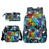 Sprunki Student Starry Sky School Bag Three-piece Rhythm Box Teen Backpack Men's and Women's Casual L