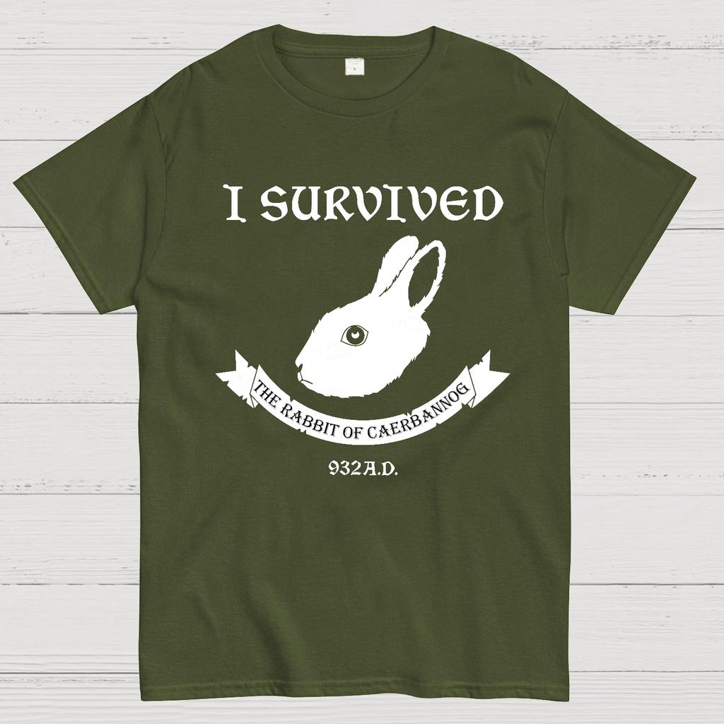 I Survived The Rabbit Of Caerbannog 932A.D Unisex 100% Cotton Summer Casual Cool Loose T-Shirt