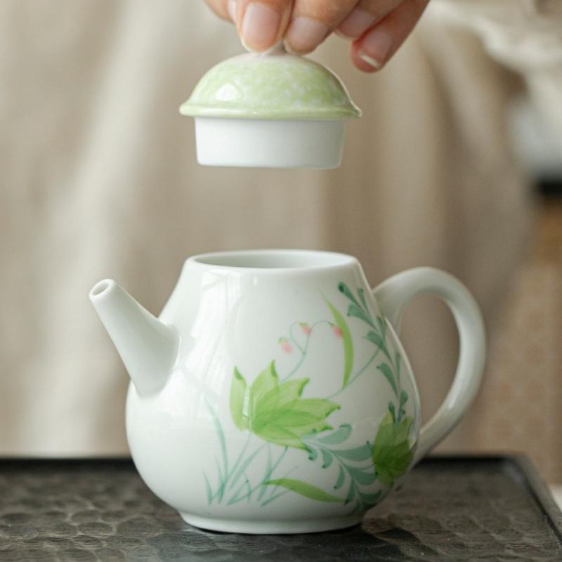 Underglaze Color Tea Pot Boutique Hand-painted Teapot Ceramic Pear-shaped Pot With Filter Tea Brewing Kettle Teaware Gift