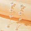 Fresh Sweet and Versatile ABS Imitation Pearl Floral Fringe Long Earrings for Women