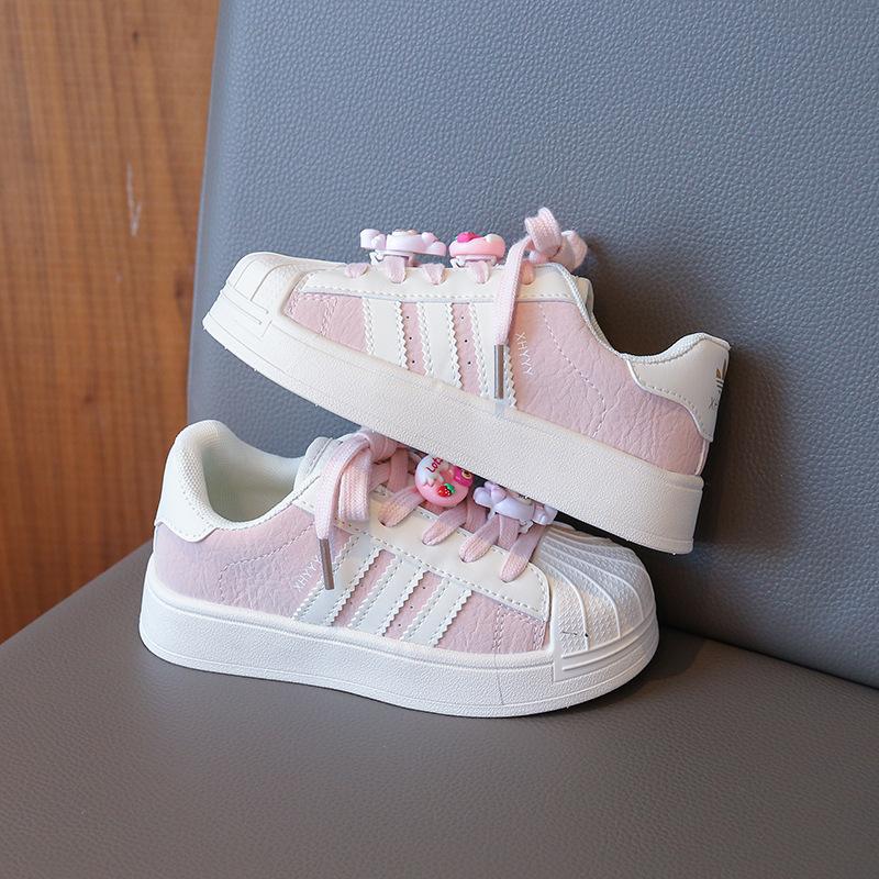 Girls shell head white shoes children's new autumn new products soft sole non-slip low-top board shoes casual classmates
