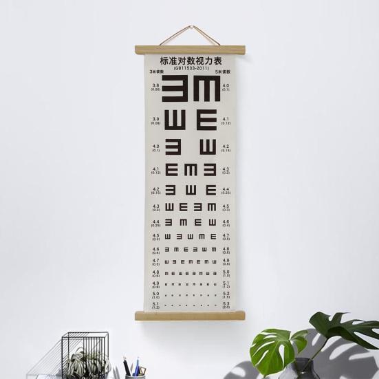 Eye Chart Multipurpose Waterproof Standardized Clear Printing Accurate Reading Eye Vision Exam Thicken Adults Kids Wall Visual Acuity Chart Canvas