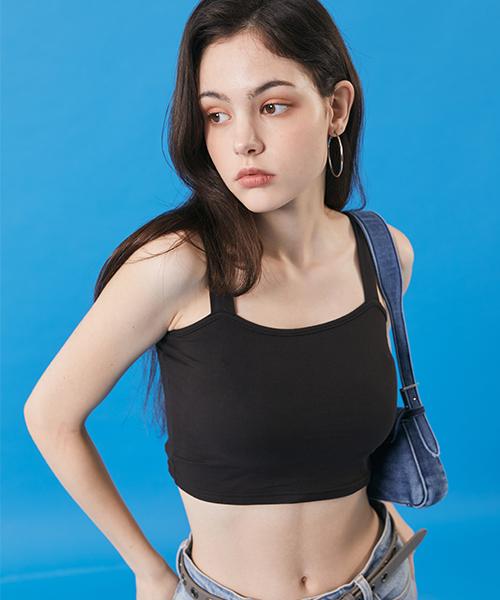 KOLEAT Women Maxi Crop Sleeveless Layered Tee [Black]