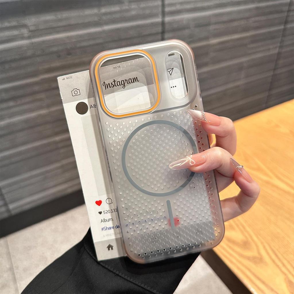 iPhone 17 Pro Max/16 Magnetic Honeycomb Cooling Case with Two-Color Ring