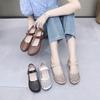 Fashion GKTINOO Genuine Leather Ladies Flats Summer Shoes Woman Plus Size Casual Loafers Hollow Round Toe Soft Comfort Sandals Female