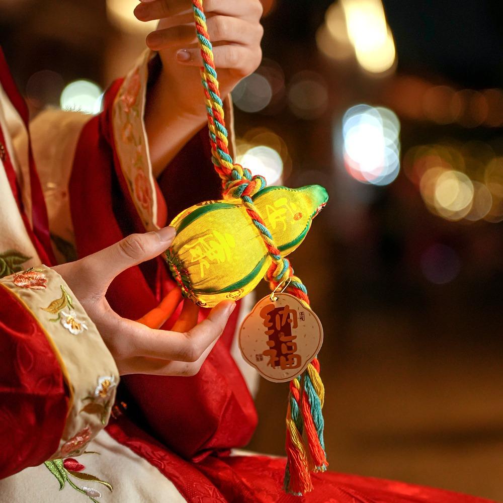 Year of The Horse Chinese Style Lantern with Tassel Blessing Words Luminous Gourd Lantern Handmade Printed