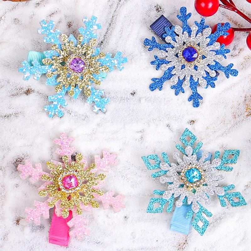 Snowflake Barrettes Studded Christmas Glitter Elegant Snowflake Hair Clip Christmas for Women, Snowflake