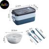 New Bento Lunch Box For Student Office Worker Double Layer Microwave Warming Lunch Food Storage Container