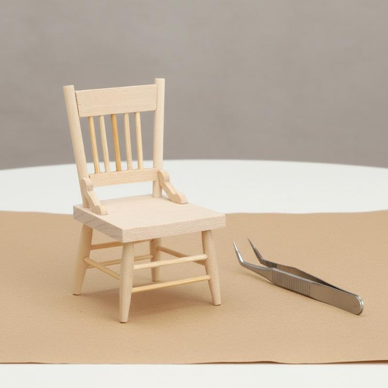 1/12 Dollhouse Miniature Wood Chair Model Simulation Furniture Handmade Chair Toy Scene Setting Accessory