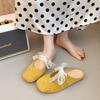 Beautiful bag head half slippers women's outer wear spring and summer new flat bottom lace bow Mary Jane sandals