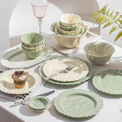 HeCai Petal Mixed Color 17-Piece Dinnerware Set