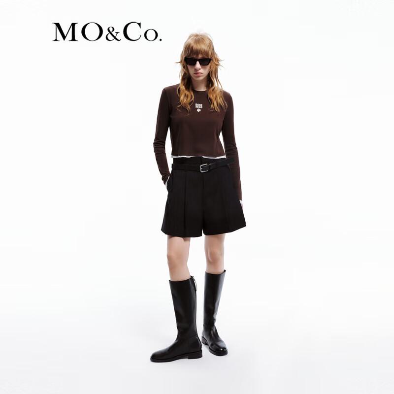 MO&Co. Women s Rose Print Faux Two-Piece Crop Long Sleeve T-Shirt M 165