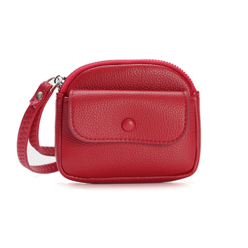 

2024 Ladies Solid Color Short Wallet with Wristlet Clutch красный