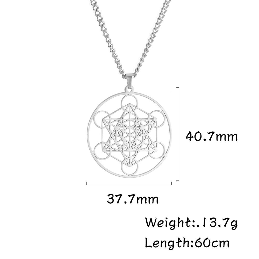 Dawapara Metatron s Cube Symbol Medal Necklace Stainless Steel Sacred Geometry Spiritual Protection Talisman Pendant