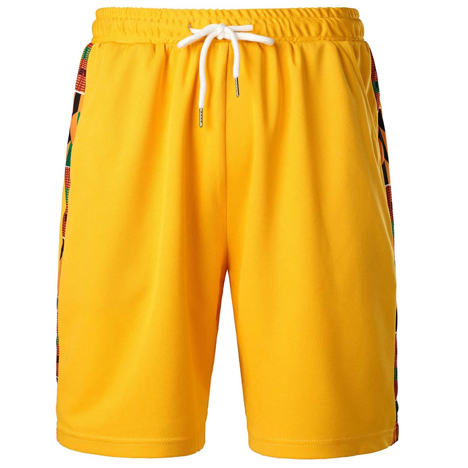 

Мужские летние модные повседневные свободные быстросохнущие шорты с принтом, пляжные брюки S жёлтый