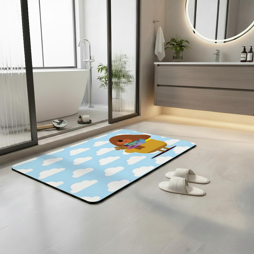 Cartoon H-Hey D-Duggee Floor Mat Diatomite Bath Mat, Quick Dry, Absorbent, Multi-Scene Mat