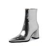 Mode High Heels Damen Stiefeletten Sexy Spitzschuh Lederschuhe 2024 Trend Luxus Schneestiefel Pumps Winter Chelsea Boots Mujer Schuhe