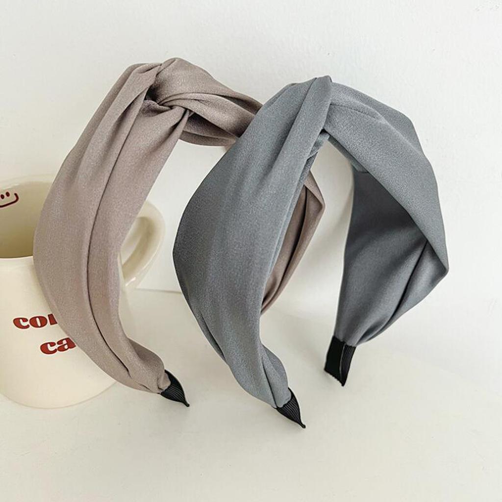 PROLY Neue Mode Damen Stirnband Breite Seite Überkreuzter Knoten Haarband Einfarbig Turban Mädchen Klassischer Kopfschmuck Haaraccessoires