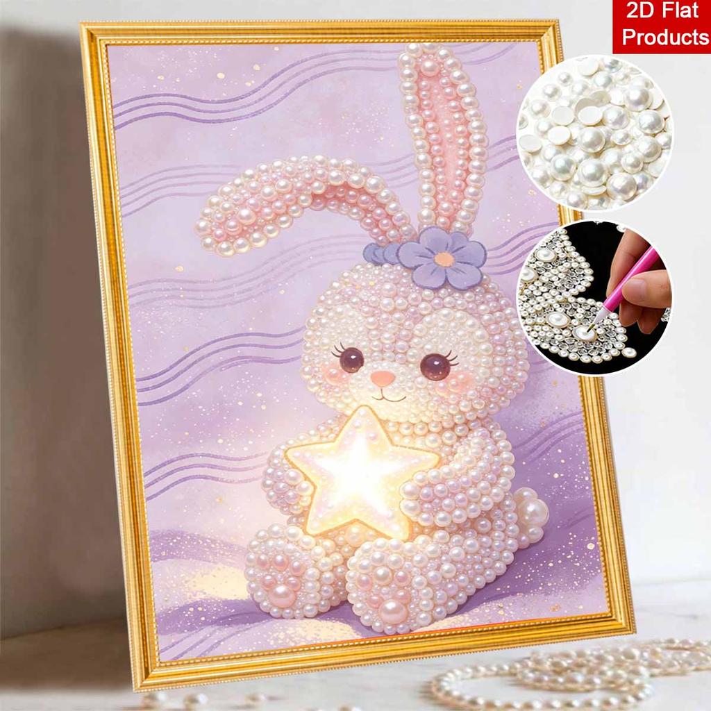 Disney 5D DIY Pearl Painting Kit, Cute Bunny Holding Star Home Bedroom Wall Decor Crafts Handmade Gift for Party Holiday Festive.
