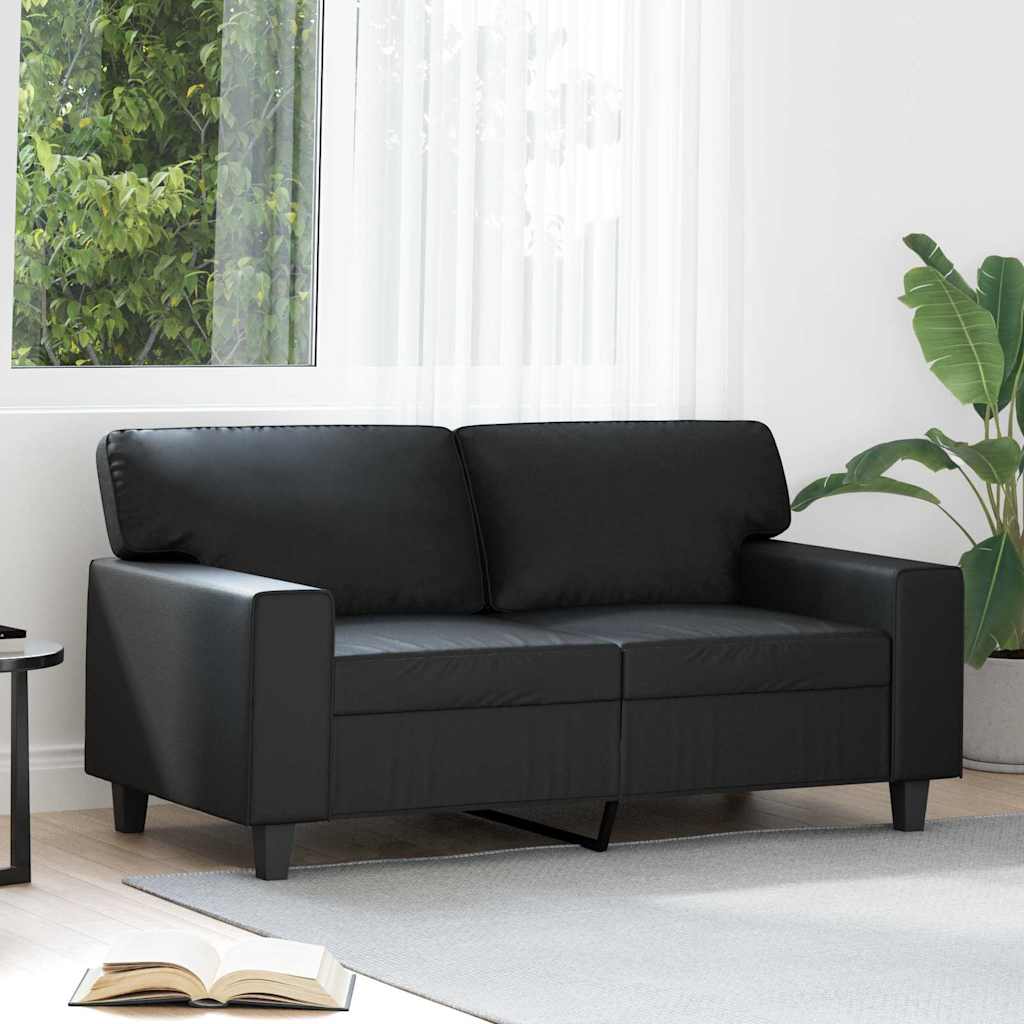 2 Seater Sofa Black 120 cm Artificial Leather