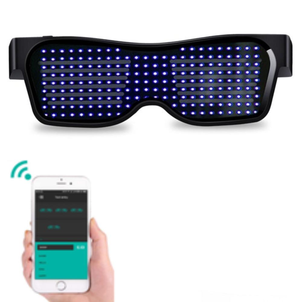 LED-Brille, Bluetooth-App-Steuerung LED-Anzeige Smarte Brille USB-wiederaufladbar DIY Funky Brille für Party, Club, DJ, Halloween