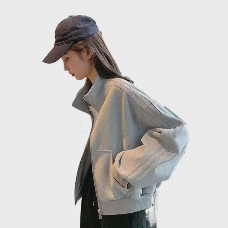 Z Zipper Damen Slim Baseballjacke - Lässiger Frühling/Herbst Cardigan Top