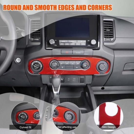 Red Carbon Interior AC Trim Sticker For Nissan Frontier D41 Extended Cab 2024+