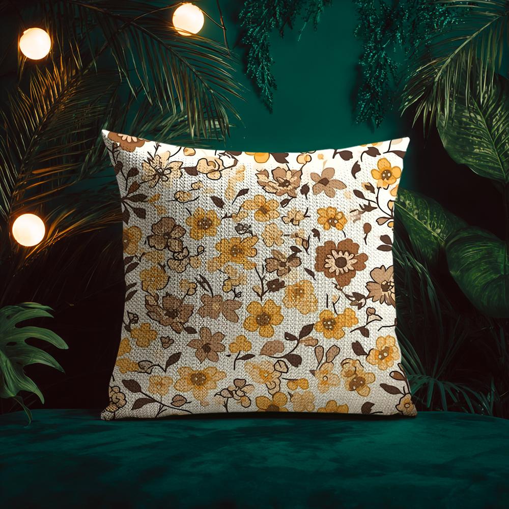 Retro Floral Classical Elegant Style Cushion Cover Silky Elegant Comfort Sofa Bed Invisible Zipper Beach Pillowcase