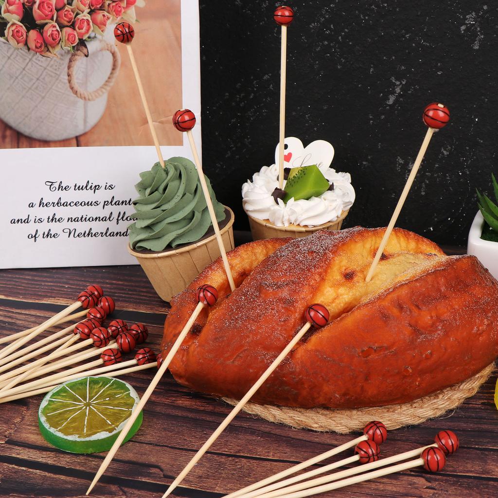 Bamboomn 3.9" Decorative Sports Ball End Bamboo Cocktail Fruit Sand