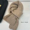 Wool Blended Knitted Solid Color Wool Couple Small Scarf Korean Style Thickened Warm Versatile Scarf