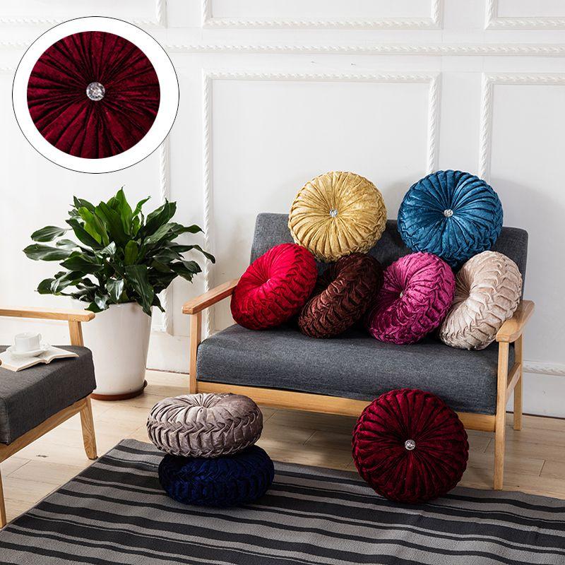 Luxurious Round Velvet Pumpkin Cushion With Charming Pleated Design And Soft Touch