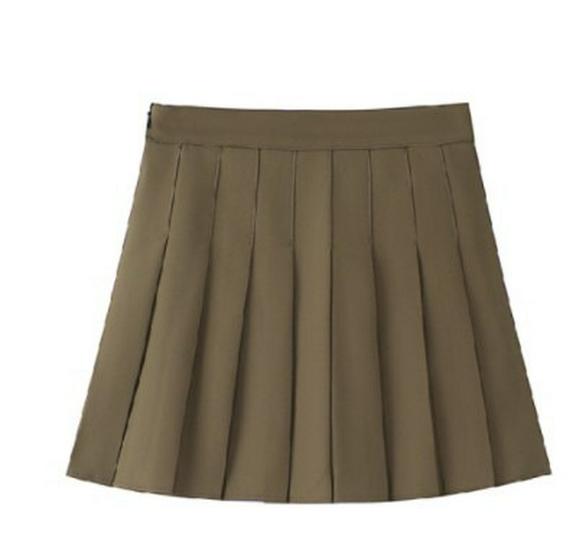 Women's High Waist Solid Color Pleated A-Line Short Skirt for Spring and Autumn 2025