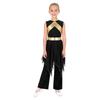 Praise Dance Costume for Kids Girls: Asymmetrical Sleeveless Metallic Dress & Comfortable Wide-Leg Pants with Elastic Waist