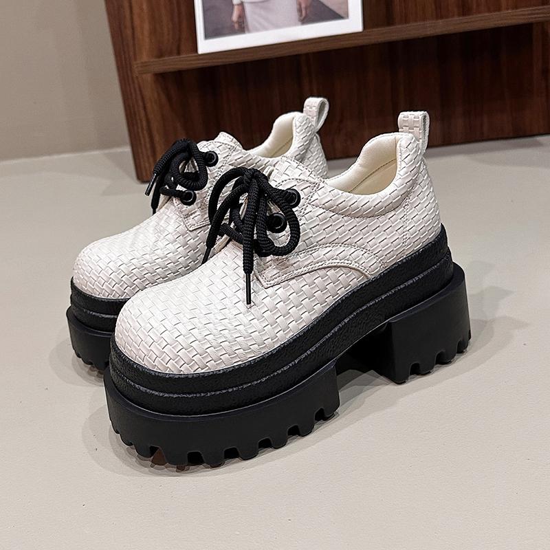 Fashion Designer New Autumn Women Weave Leather Sneakers Pumps 9CM High Platform Casual Shoes Thick Sole Walking Shoes Zapatos Mujer