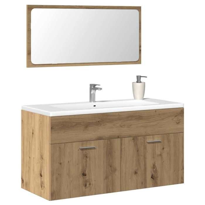 VidaXL Armoire de salle de bain avec miroir chêne artisanal, armoire de salle de bain, meuble de salle de bain, meuble de 856382