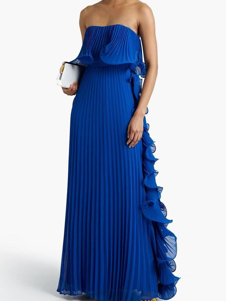 Women's Summer Newest Ins Style Pleated Wrap Dress with Flare