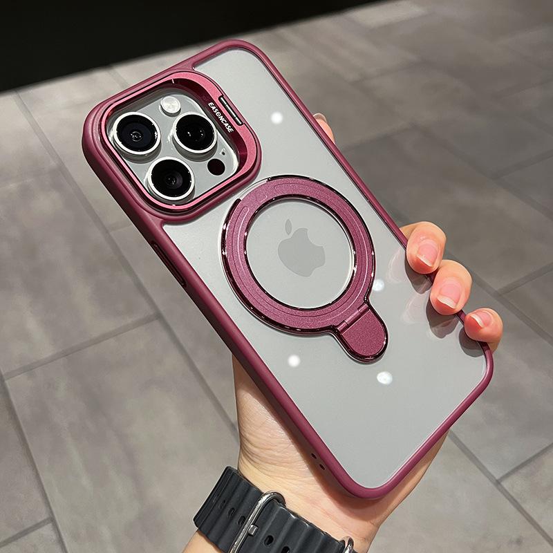 Applicable To IPhone17 Transparent Magnetic Lens Dual Bracket Mobile Phone Case Apple 16 Lens Film Protective Case 15