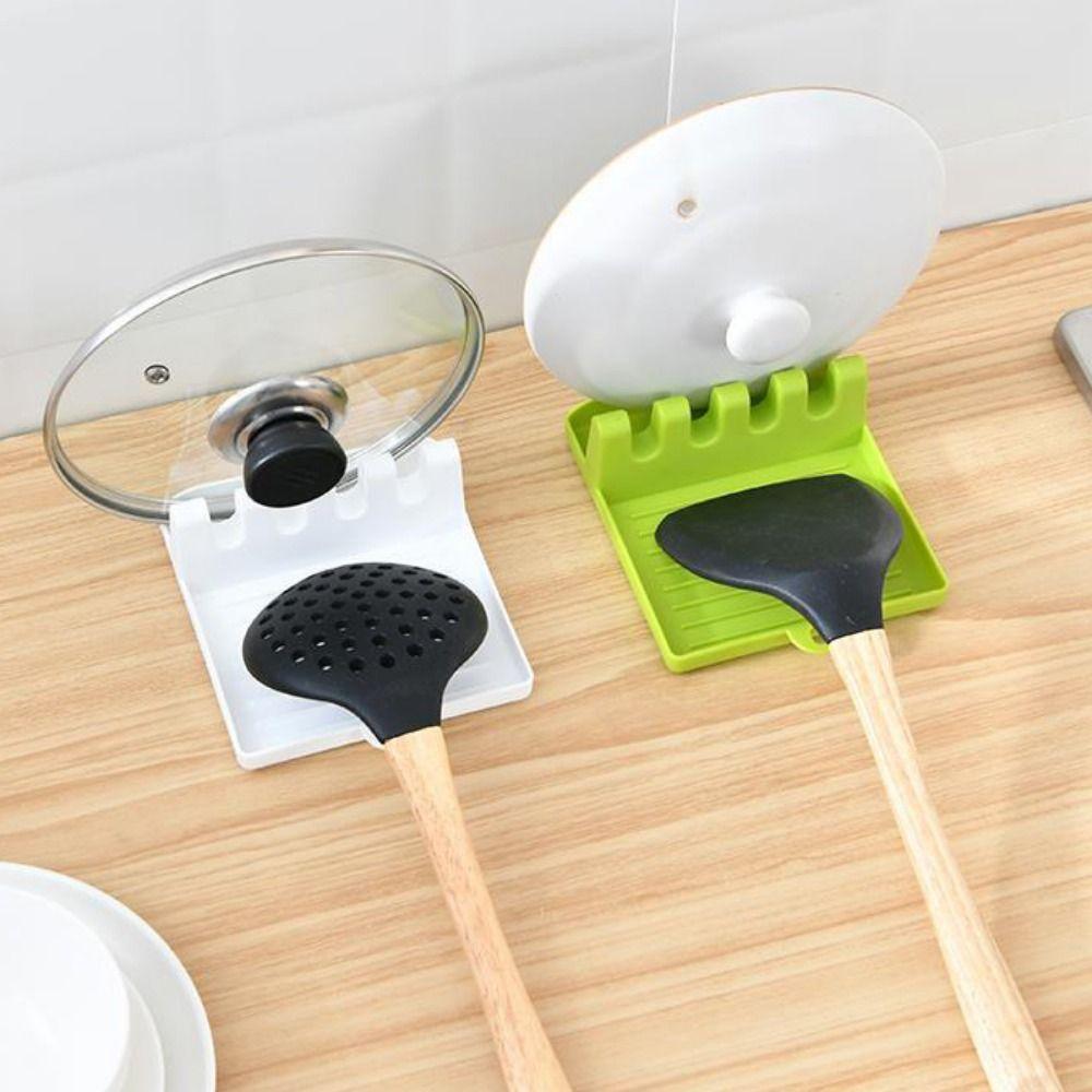 Punch Free with Drip Pad Hangable Pot Lid Holder Spatula Rack Spoon Rest Tableware Storage Rack